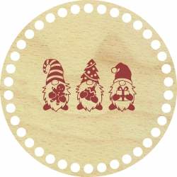 Baza dno koszyka koło 15cm, 8mm grawer Święta Boże Narodzenie skrzat gnom